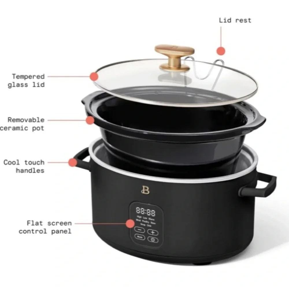 NWT Beautiful 6 Qt Programmable Slow Cooker | Color- Black Sesame.
